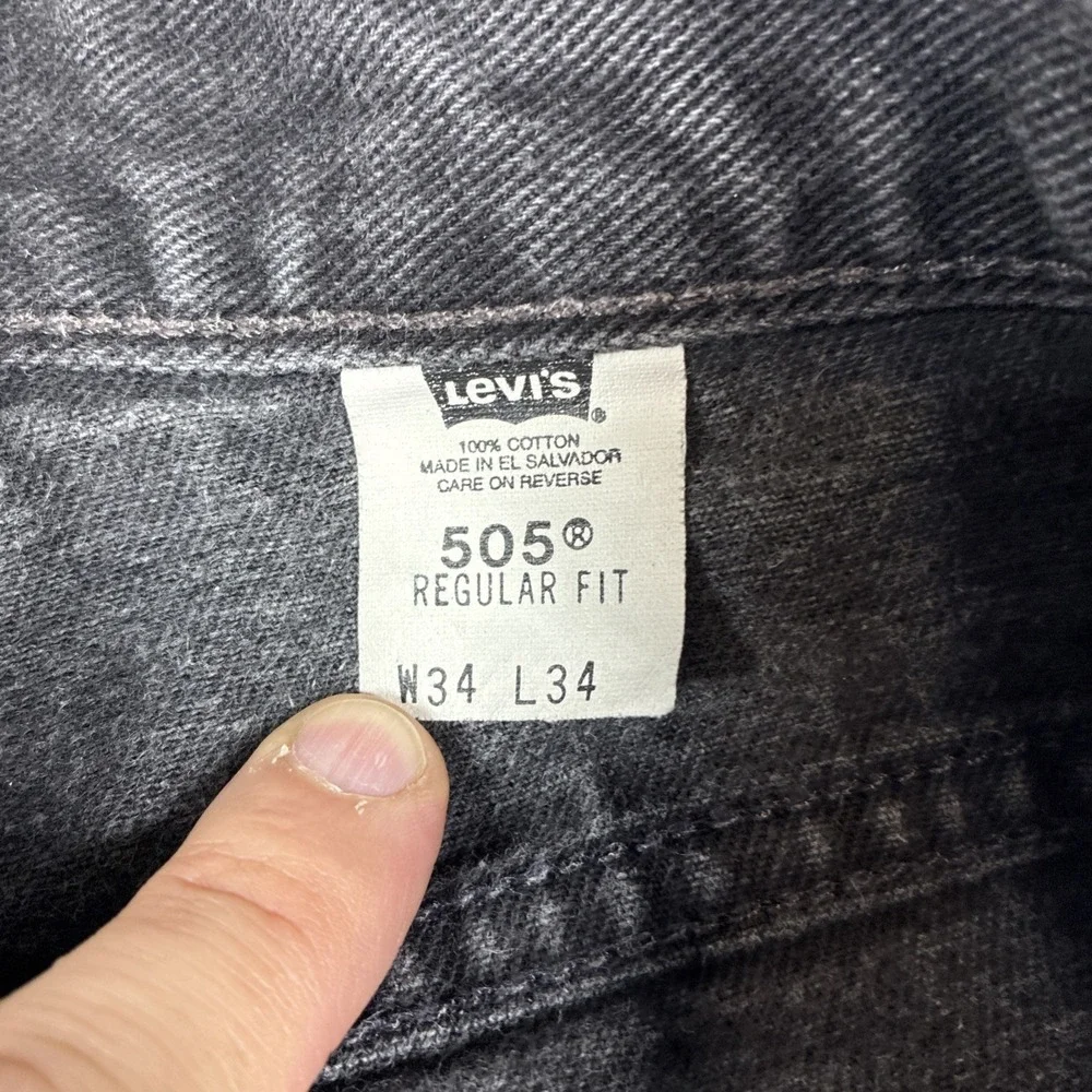 Vintage‎ Levi's 505 Black Jeans Size 34 X 34 100% Cotton Straight Leg Denim Y2K
